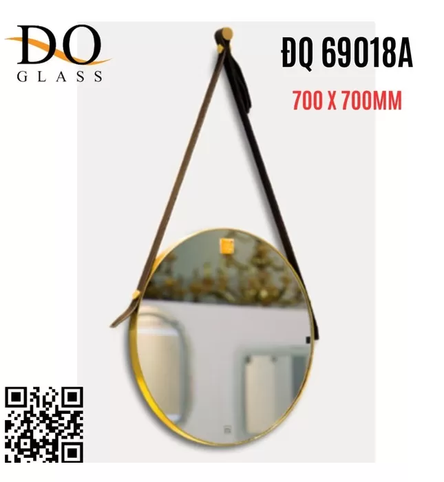 Gương Phòng Tắm Dây Da Hình Tròn Đình Quốc ĐQ 69018A 700x700mm