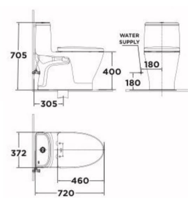 Bàn cầu 1 khối xả xoáy kép American Standard Loven VF-1863