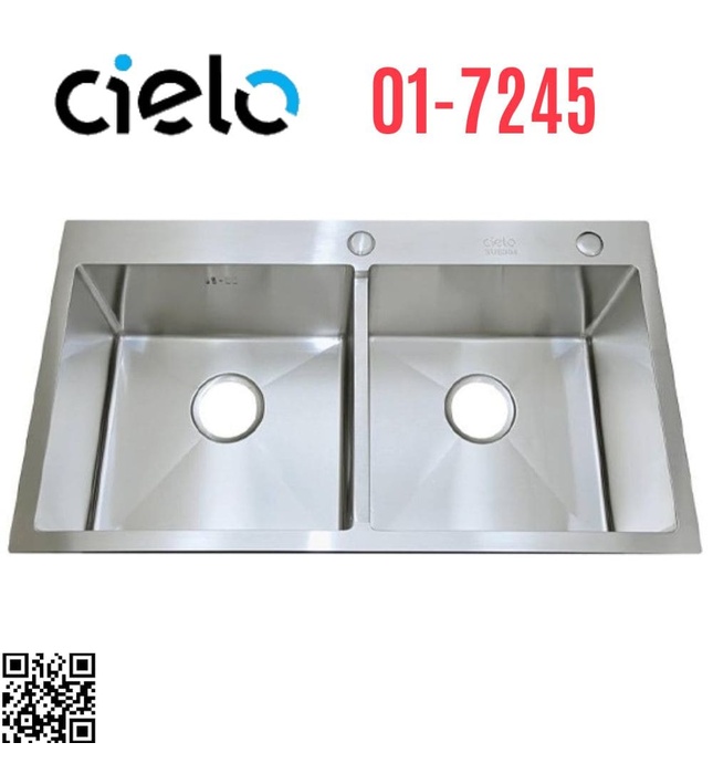 Chậu rửa bát 2 hố cân inox SUS304 Cielo 01-7245 (72x45cm)