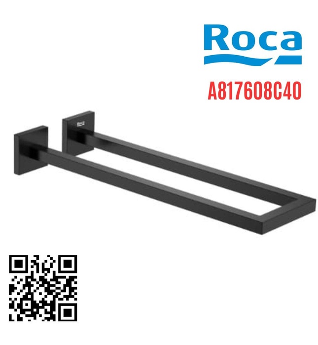 Thanh treo khăn đôi màu đen vuông Roca Hotels A817608C40