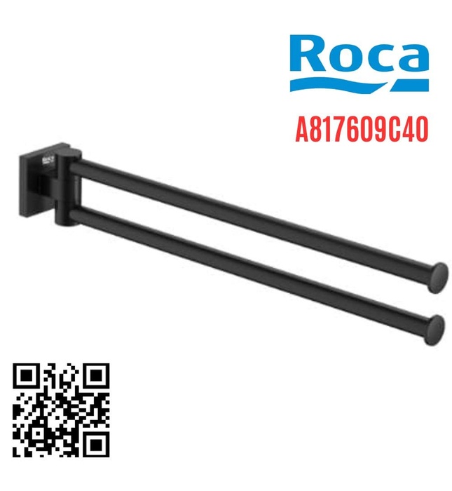 Thanh treo khăn đôi vuông màu đen Roca Hotels A817609C40