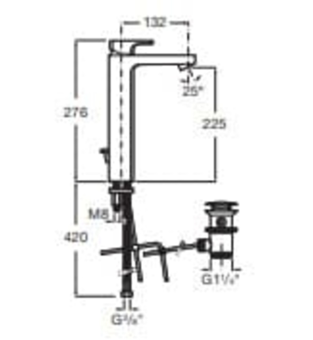 Vòi Chậu Rửa Mặt Nóng Lạnh Thân Cao Roca Escuadra A5A3401C00