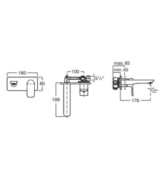 Vòi chậu rửa mặt nóng lạnh âm tường Roca Atlas A5A356ENB0 A5252206N