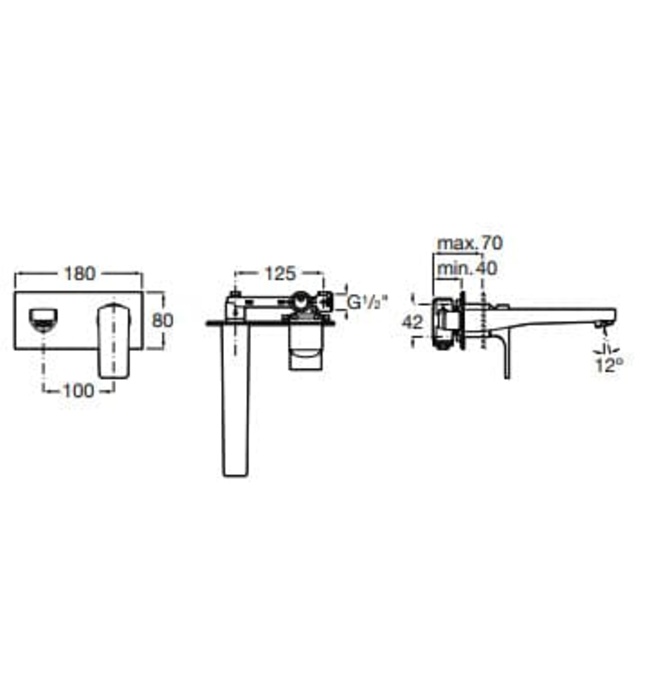 Vòi chậu rửa mặt nóng lạnh âm tường Roca Atlas A5A3L20C00 A525220603