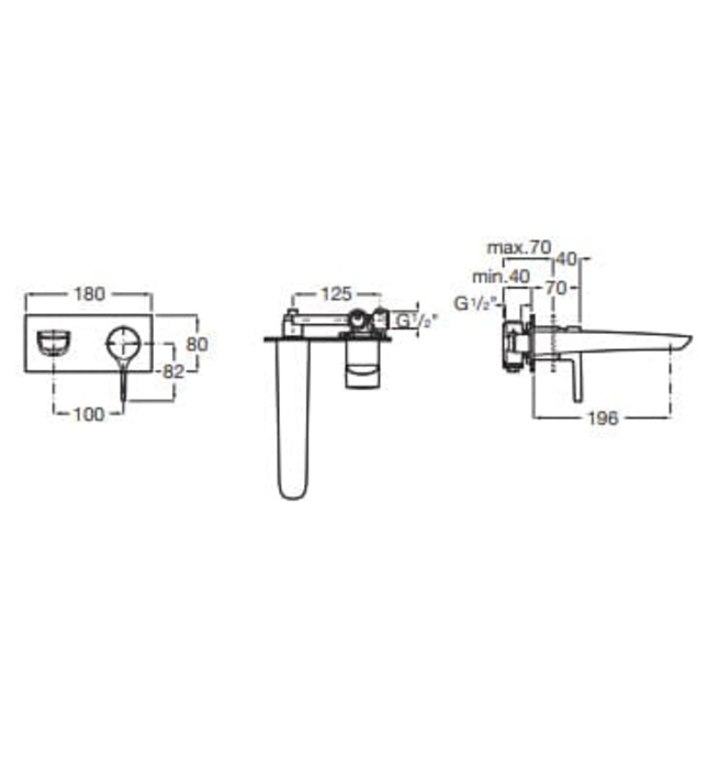 Vòi chậu rửa mặt nóng lạnh âm tường Roca Atlas A5A353ARG0 A5252206RG