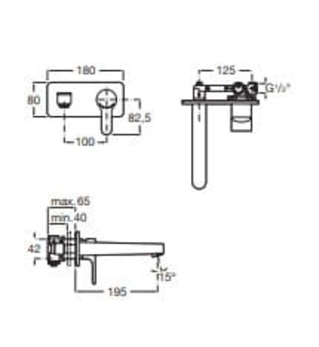 Vòi chậu rửa mặt nóng lạnh âm tường Roca Atlas A5A3L09NB0 A5252206NB