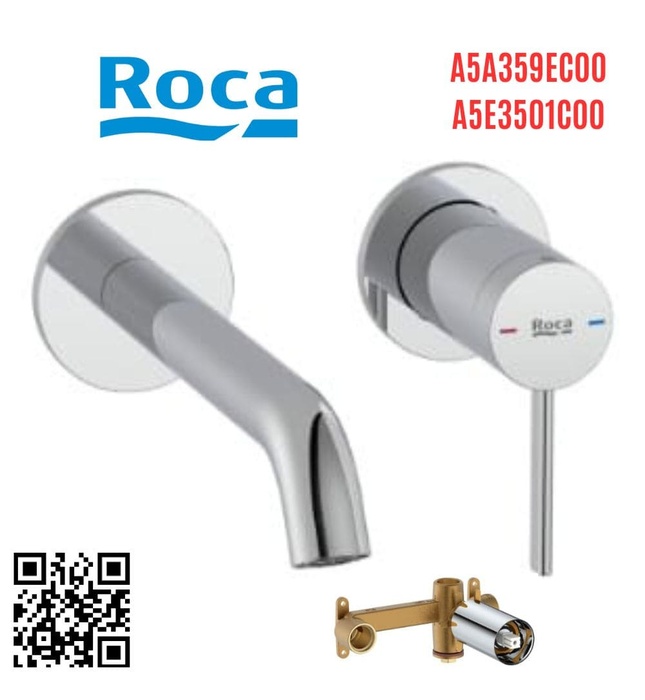 Vòi chậu rửa mặt âm tường Roca Ona A5A359EC00 A5E3501C00