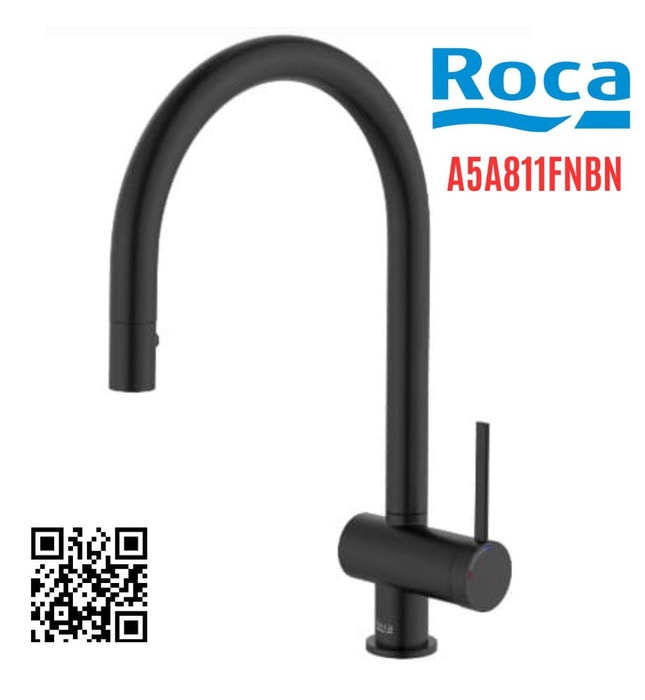 Vòi rửa bát nóng lạnh dây rút Roca Ona A5A811FNBN