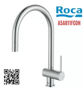 Vòi rửa bát nóng lạnh dây rút Roca Ona A5A811FC0N