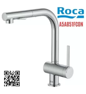 Vòi rửa bát nóng lạnh dây rút Roca Ona A5A851FC0N