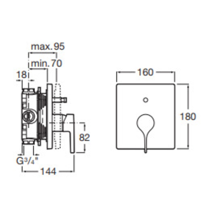 Bộ trộn sen tắm âm tường Roca Insignia A5A0B3ANM0 A525869403 