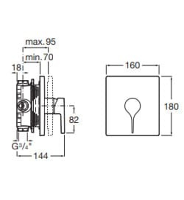 Bộ trộn sen tắm âm tường Roca Insignia A5A2B3ANM0 A525869403 