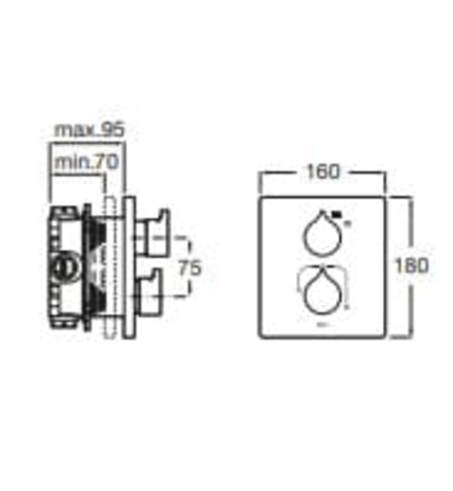 Bộ trộn sen tắm âm tường Roca Insignia A5A2C3ARG0 A525869403  