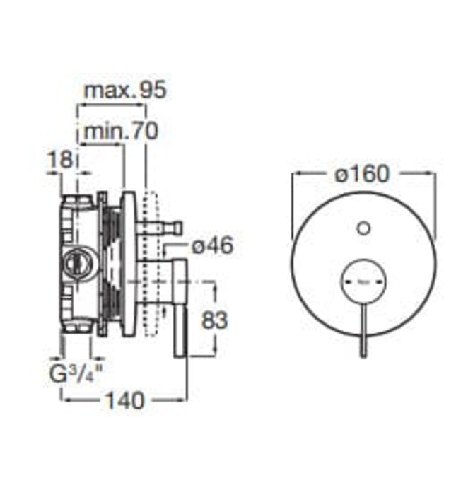 Bộ trộn sen tắm âm tường Roca Ona A5A0B9EC00 A525869403 