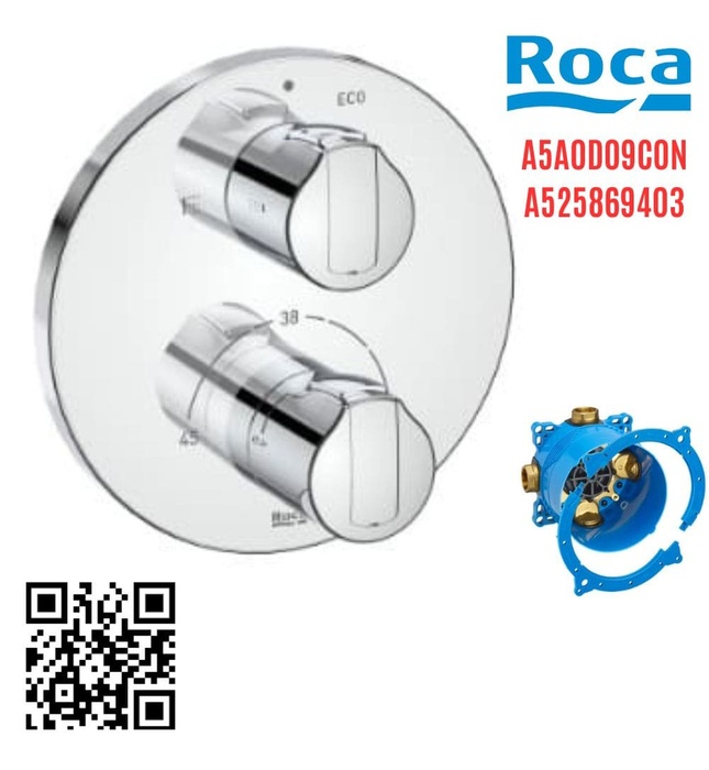 Bộ trộn sen âm nhiệt độ T 1000 Roca A5A0D09C0N