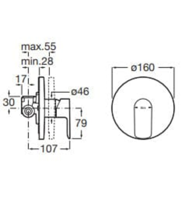 Mặt nạ bộ trộn âm tường Roca Cala A5A226ENB0