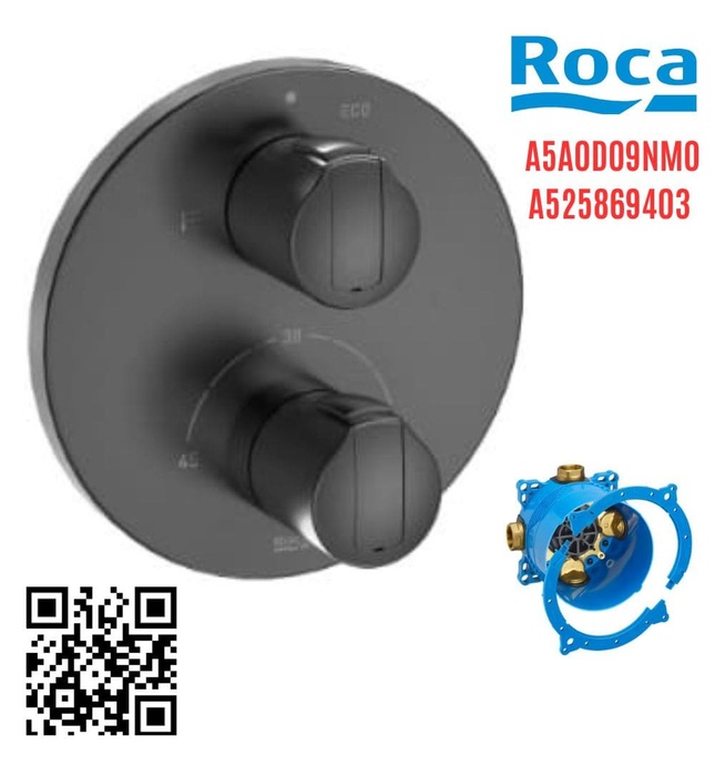 Bộ trộn sen âm nhiệt độ T 1000 Roca A5A0D09NM0 A525869403 