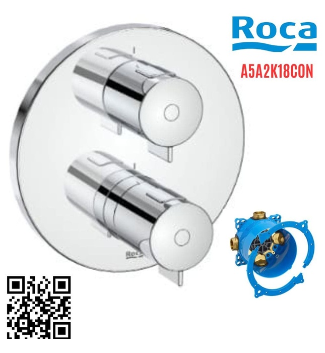 Bộ trộn sen âm nhiệt độ T 500 Roca A5A2K18C0N