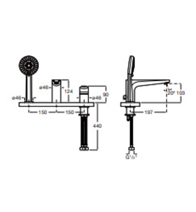 Sen bồn tắm gắn bồn Roca Atlas A5A9890C0N