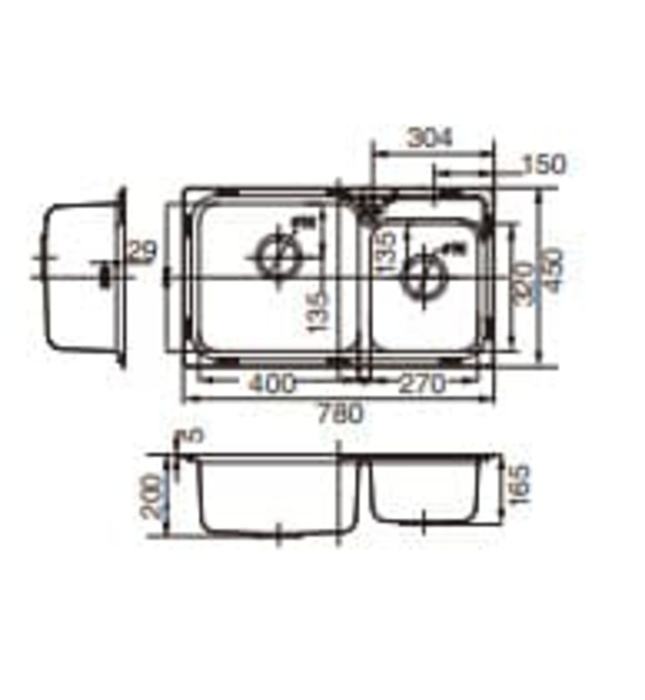 Chậu rửa bát 2 hố Roca Z87N120830