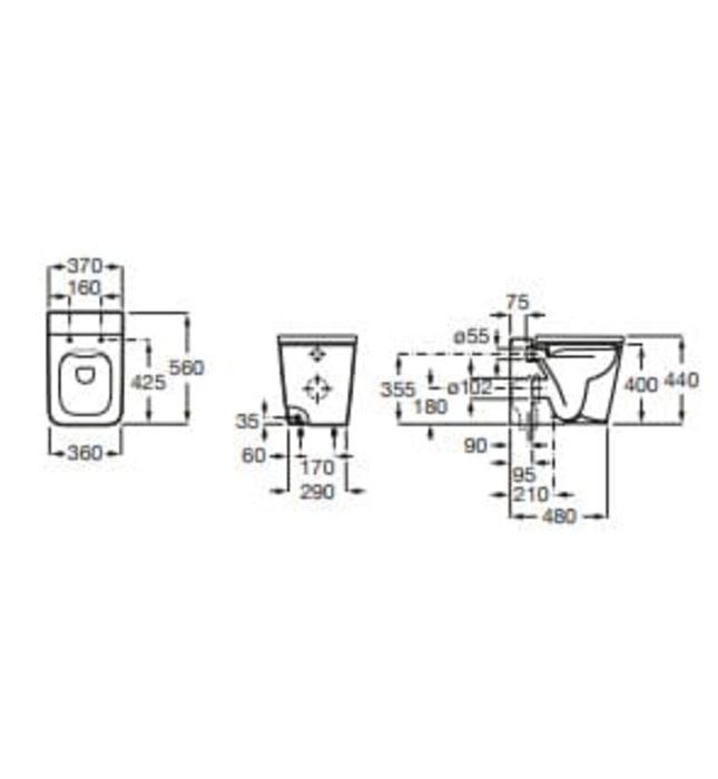 Thân bồn cầu đặt sàn Roca Inspira A347537000