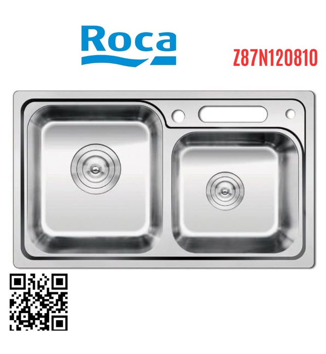 Chậu rửa bát 2 hố lệch Roca Z87N120810