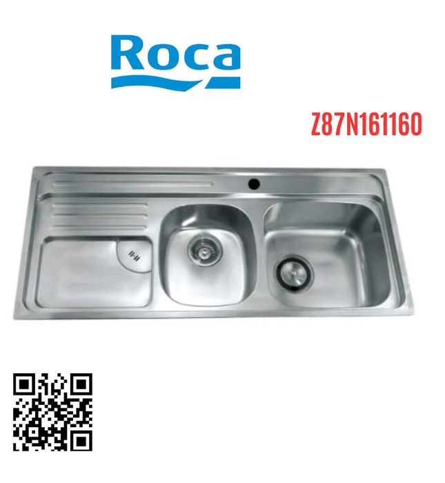 Chậu rửa bát 2 hố 1 bàn Roca Z87N161160