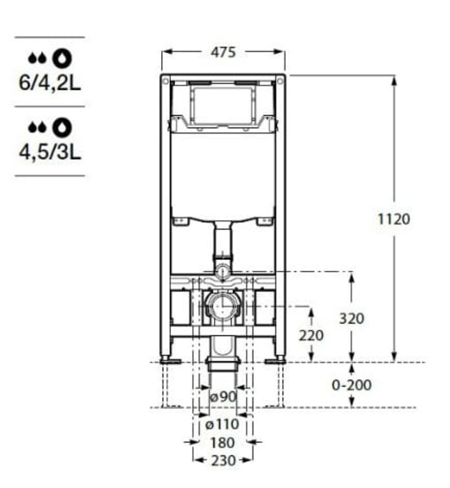 Két nước âm tường kèm khung Roca Duplo A8900700CE