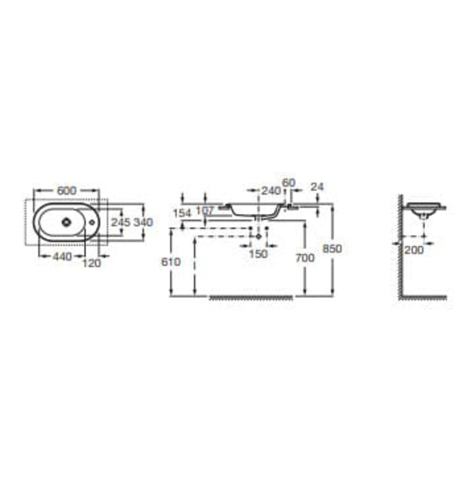Chậu lavabo dương vành Meridian-N Roca A32724E000