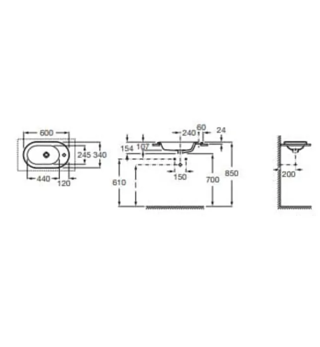 Chậu Lavabo Dương Vành Roca Meridian-N A32724E000