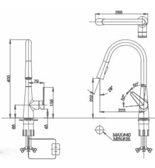 Vòi rửa bát nóng lạnh dây rút Mirolin MK605