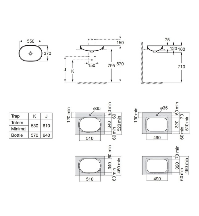 Chậu lavabo bán âm bàn Tây Ban Nha Inspira Roca A327527620
