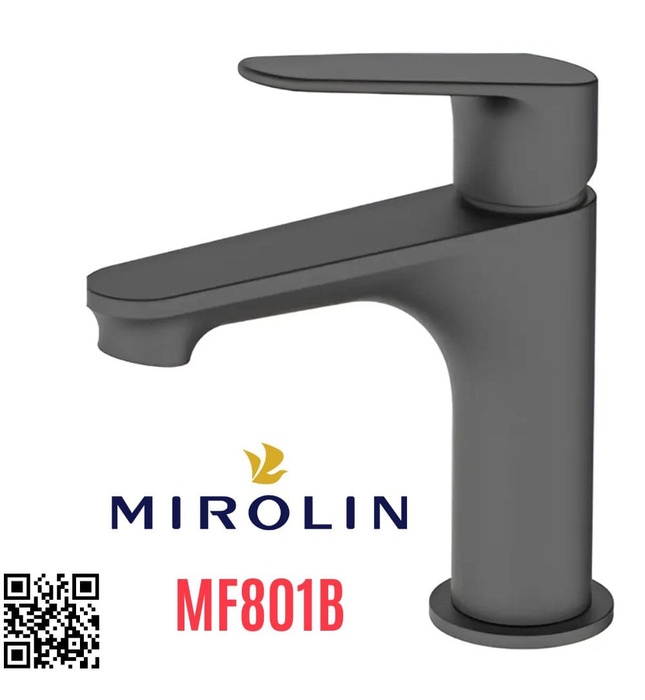 Vòi chậu rửa mặt nóng lạnh màu đen Mirolin MF801B