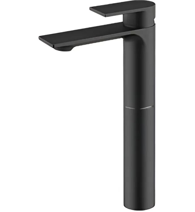 Vòi chậu rửa mặt nóng lạnh chân cao màu đen Mirolin MK801HB