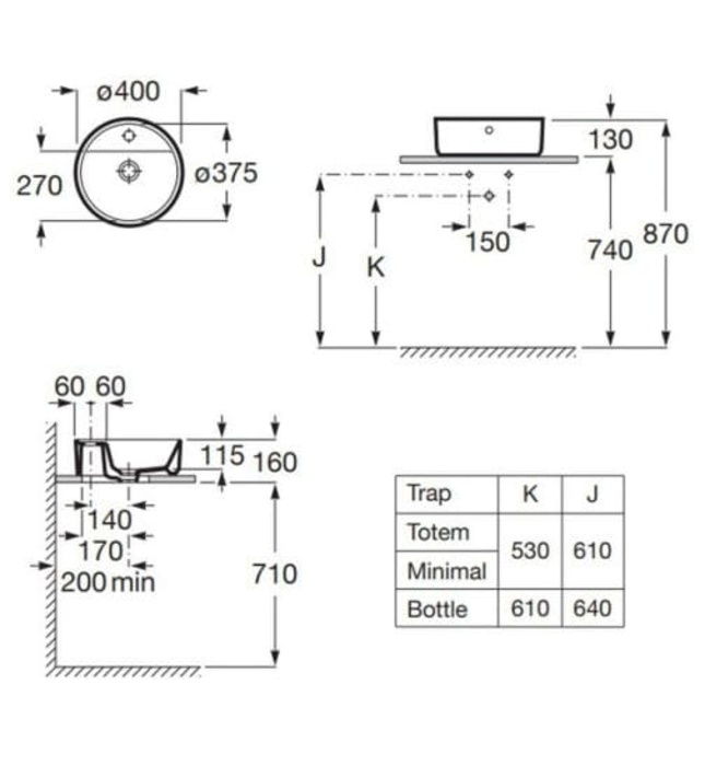 Chậu lavabo dương bàn đá Tây Ban Nha The Gap Roca A3270MK000