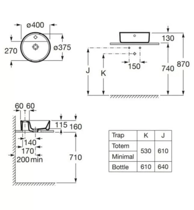 Chậu Lavabo Dương Bàn Roca The Gap A3270MK000