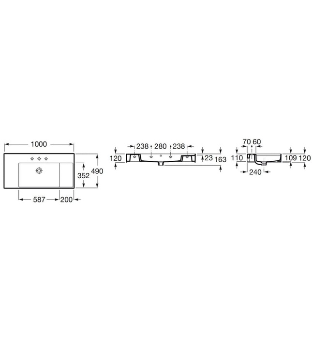 Chậu lavabo dương bàn Tây Ban Nha Inspira Roca A32752A660