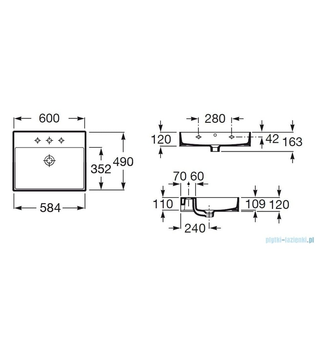 Chậu lavabo dương bàn Tây Ban Nha Inspira Roca A32752C660