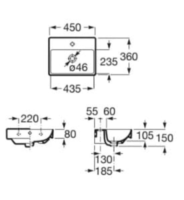Chậu lavabo dương bàn Tây Ban Nha Ona Roca A327682000