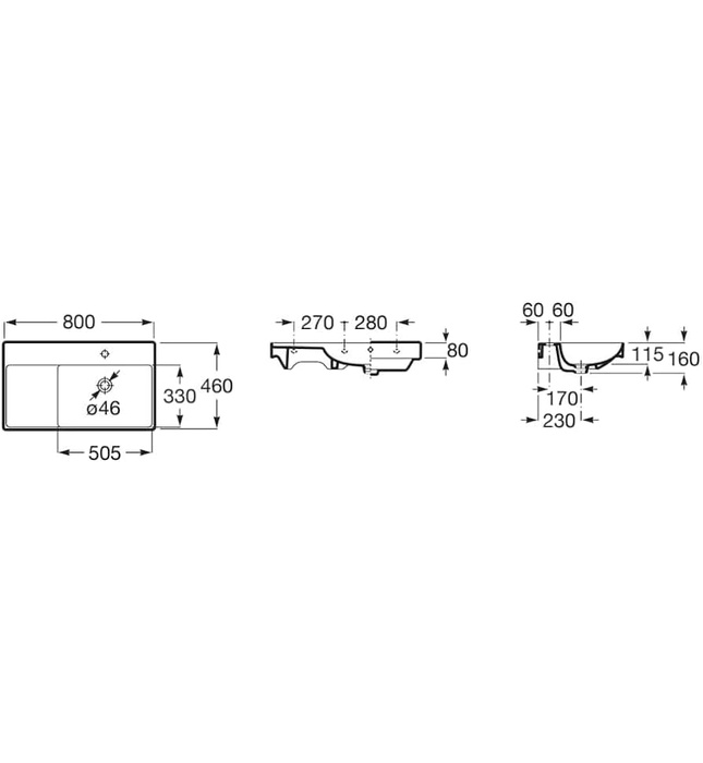 Chậu lavabo dương bàn Tây Ban Nha Ona Roca A327688000