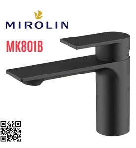 Vòi chậu rửa mặt nóng lạnh màu đen Mirolin MK801B 