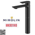 Vòi chậu rửa mặt nóng lạnh chân cao màu đen Mirolin MK801HB