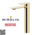 Vòi chậu rửa mặt nóng lạnh chân cao màu vàng Mirolin MK801HG