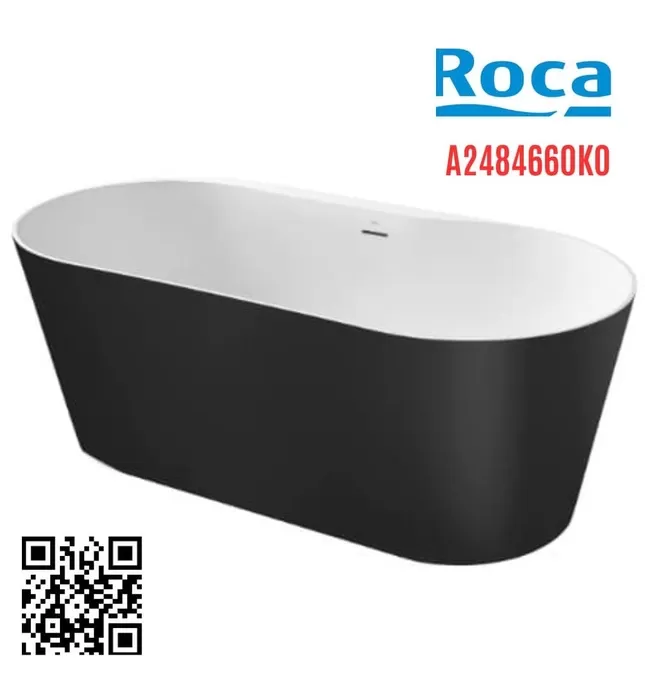 Bồn tắm đặt sàn 1.6m Ba Lan Raina Roca A2484660K0 (trắng đen)  