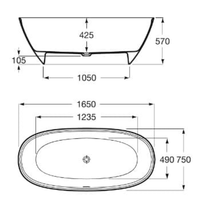 Bồn tắm đặt sàn 1.65m Tây Ban Nha Ariane Roca A2484700P0 ( màu ngọc trai )