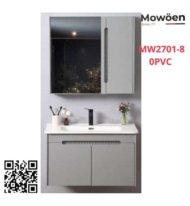 Bộ tủ chậu cao cấp đèn Led Mowoen MW2701-80PVC 