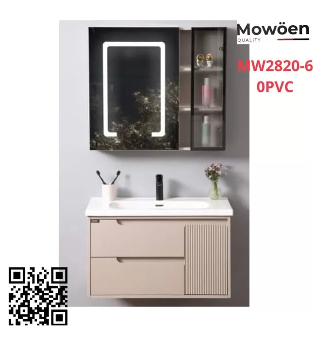 Bộ tủ chậu cao cấp đèn Led Mowoen MW2820-60PVC
