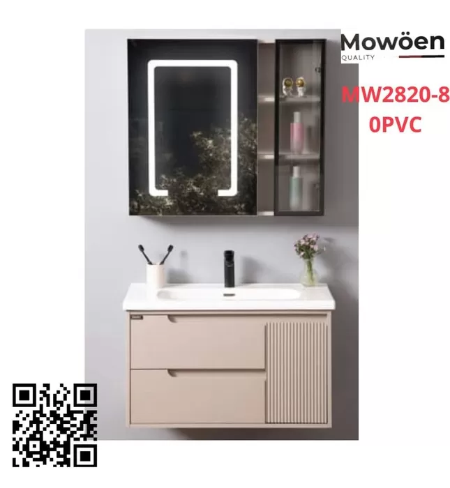 Bộ tủ chậu cao cấp đèn Led Mowoen MW2820-80PVC