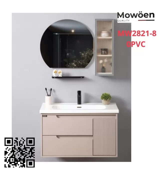 Bộ tủ chậu cao cấp đèn Led Mowoen MW2821-80PVC 