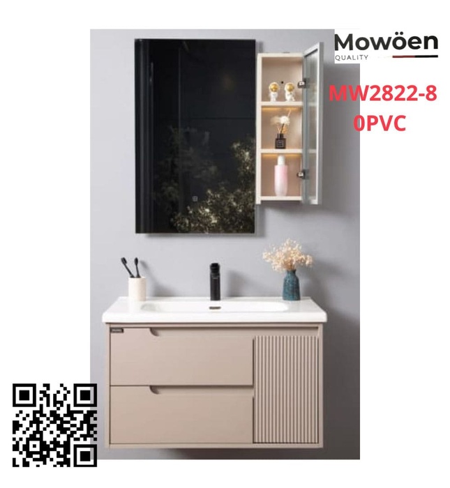 Bộ tủ chậu cao cấp đèn Led Mowoen MW2822-80PVC  